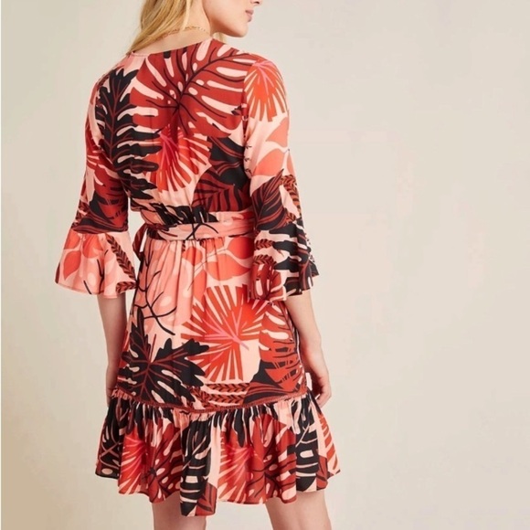 Farm Rio For Anthropologie Bruxelles Mini Dress XS Tropical Vacation Resortwear - Picture 3 of 16